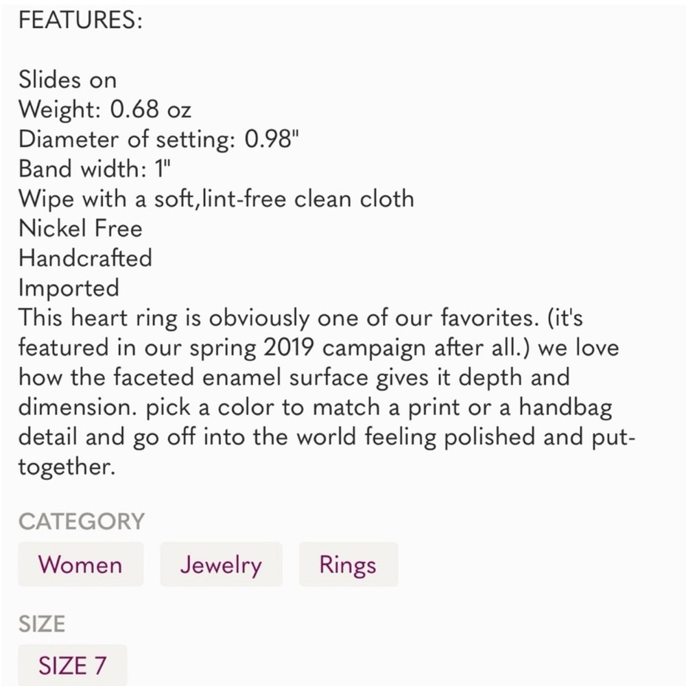 ♠️KATE SPADE RED ENAMEL HEART RING♠️ - Picture 5 of 5